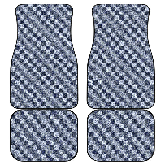 Blue Denim Jeans Pattern Print Front and Back Car Floor Mats