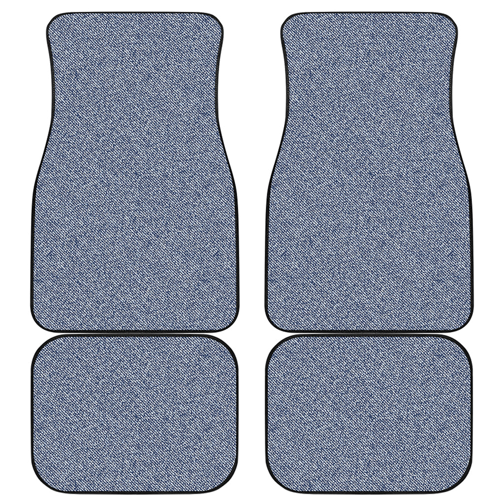 Blue Denim Jeans Pattern Print Front and Back Car Floor Mats