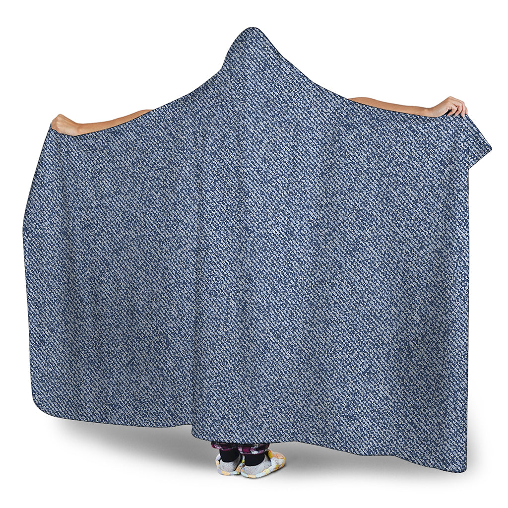 Blue Denim Jeans Pattern Print Hooded Blanket