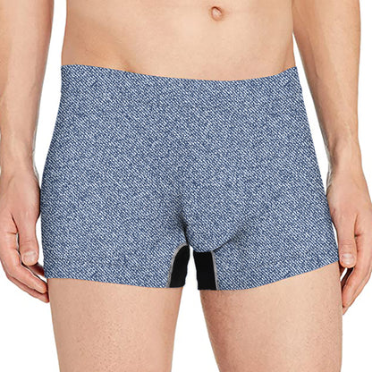 Blue Denim Jeans Pattern Print Men's Boxer Briefs