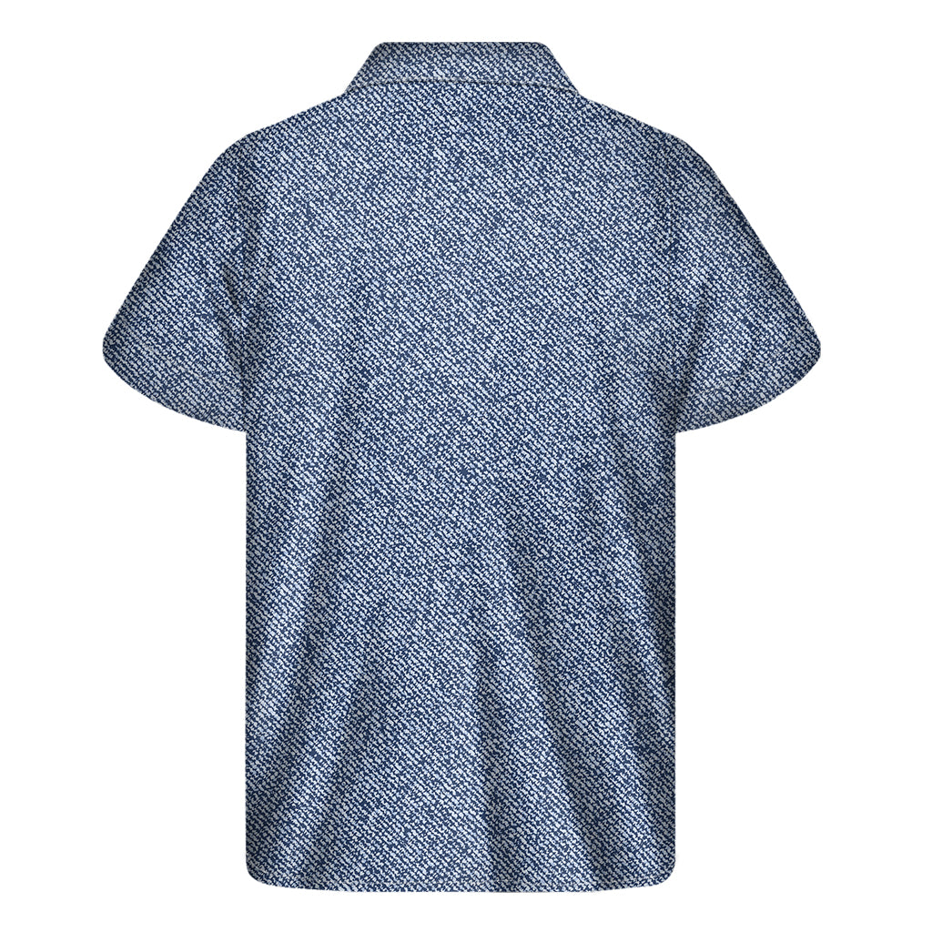 Blue Denim Jeans Pattern Print Men's Short Sleeve Shirt