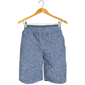 Blue Denim Jeans Pattern Print Men's Shorts