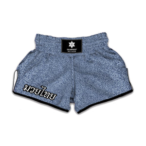 Blue Denim Jeans Pattern Print Muay Thai Boxing Shorts