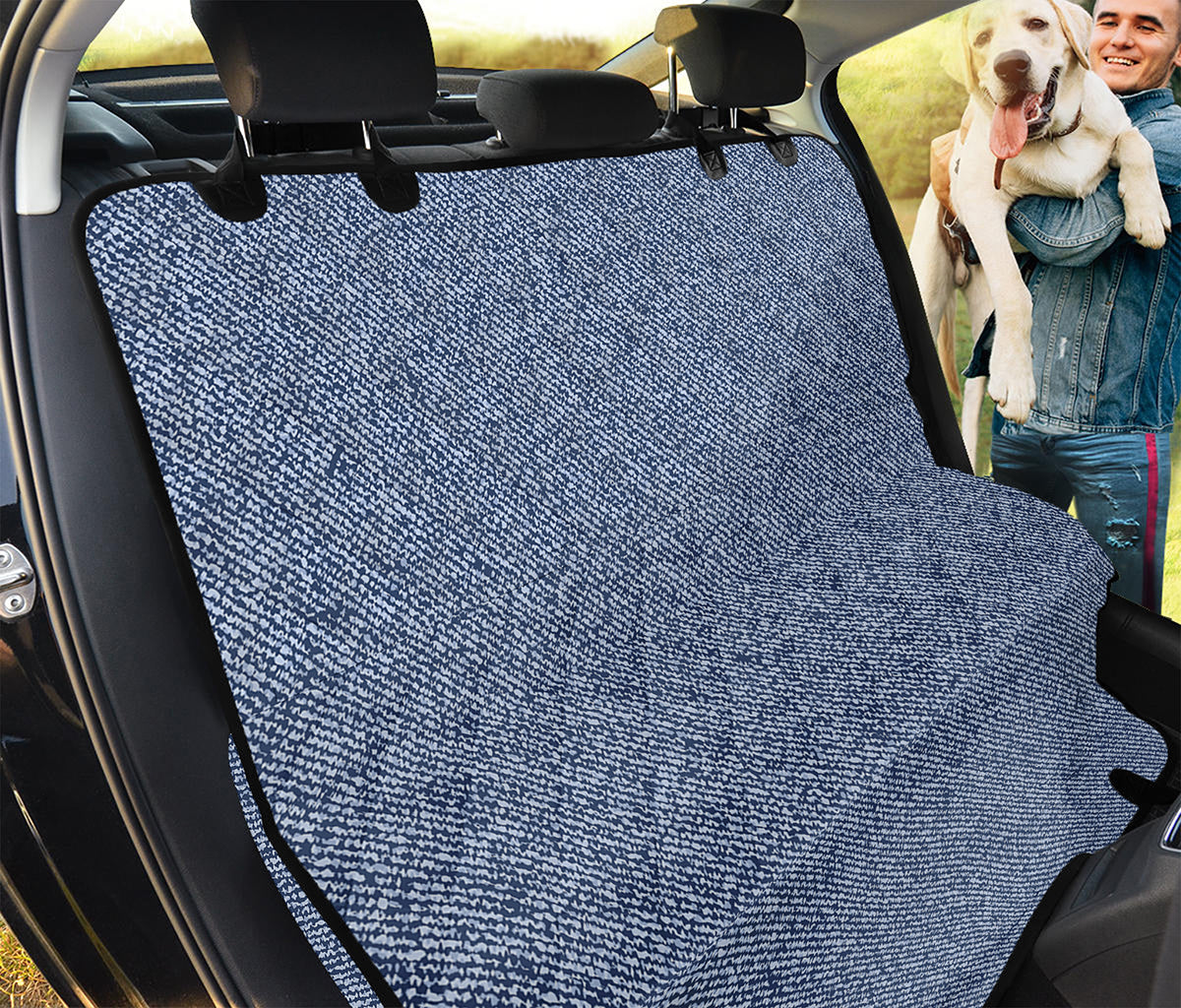 Blue Denim Jeans Pattern Print Pet Car Back Seat Cover