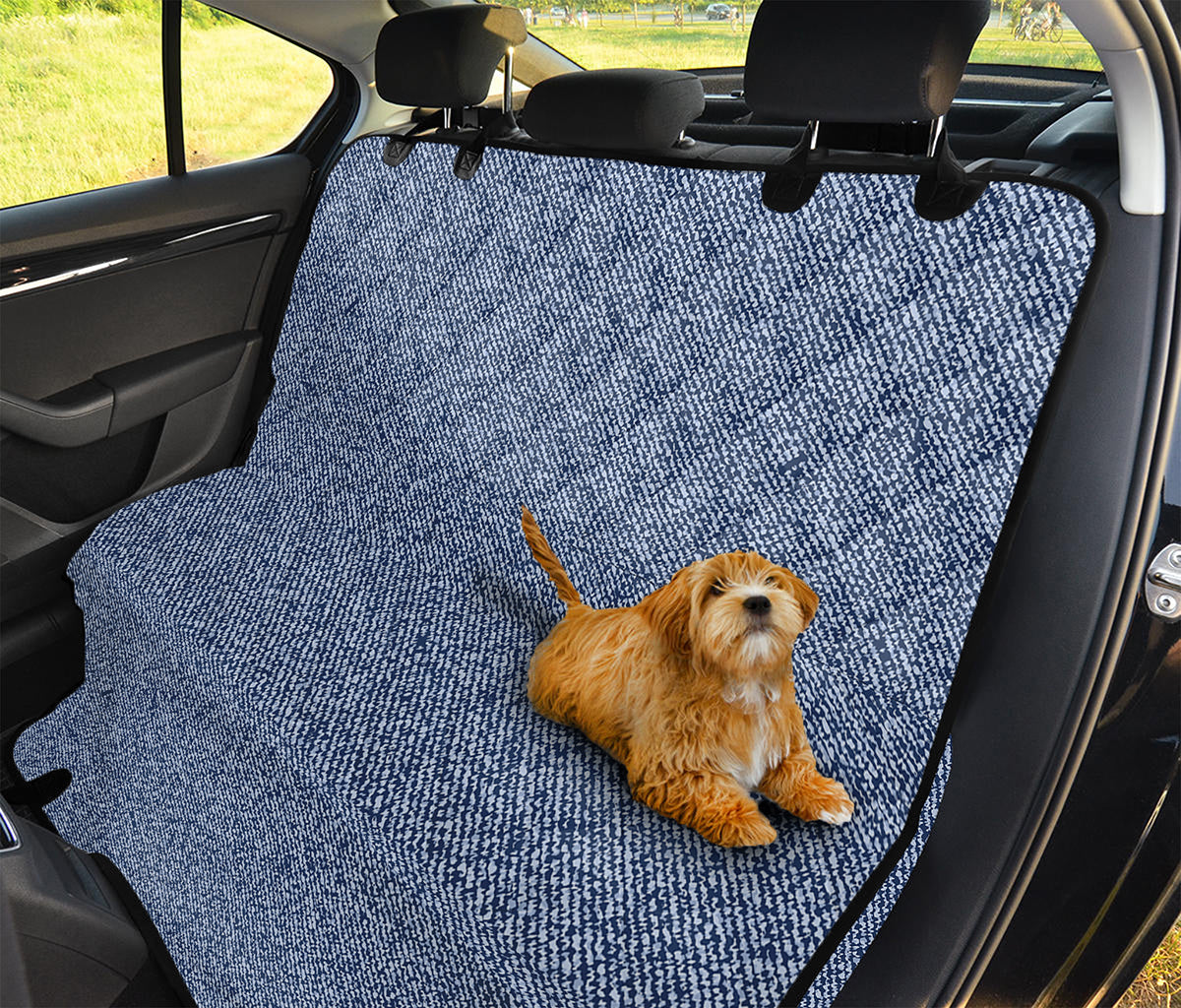 Blue Denim Jeans Pattern Print Pet Car Back Seat Cover