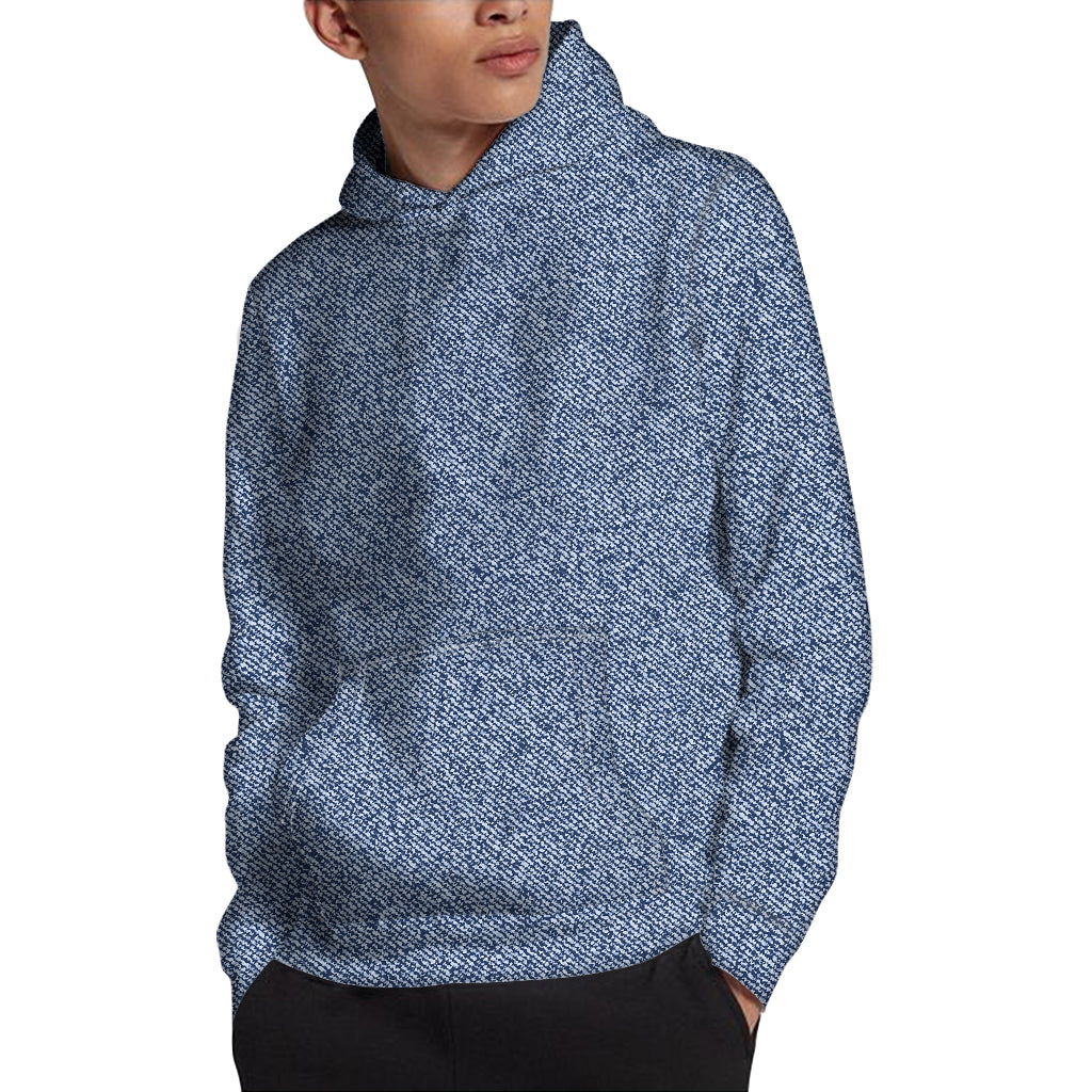 Blue Denim Jeans Pattern Print Pullover Hoodie