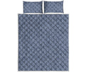 Blue Denim Jeans Pattern Print Quilt Bed Set