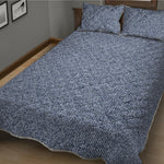 Blue Denim Jeans Pattern Print Quilt Bed Set