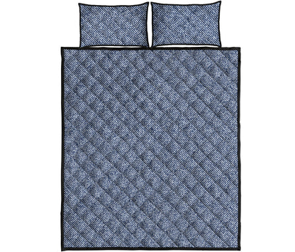 Blue Denim Jeans Pattern Print Quilt Bed Set