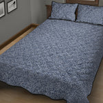 Blue Denim Jeans Pattern Print Quilt Bed Set