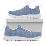 Blue Denim Jeans Pattern Print White Sneakers