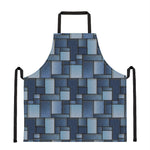 Blue Denim Patchwork Pattern Print Apron