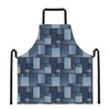 Blue Denim Patchwork Pattern Print Apron