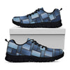 Blue Denim Patchwork Pattern Print Black Sneakers