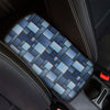 Blue Denim Patchwork Pattern Print Car Center Console Cover