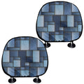 Blue Denim Patchwork Pattern Print Car Headrest Covers