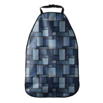 Blue Denim Patchwork Pattern Print Car Seat Organizers