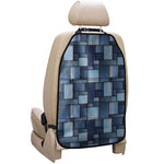 Blue Denim Patchwork Pattern Print Car Seat Organizers