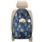 Blue Denim Patchwork Pattern Print Car Seat Organizers