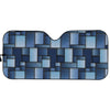 Blue Denim Patchwork Pattern Print Car Sun Shade