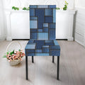 Blue Denim Patchwork Pattern Print Dining Chair Slipcover