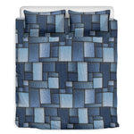 Blue Denim Patchwork Pattern Print Duvet Cover Bedding Set