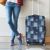 Blue Denim Patchwork Pattern Print Luggage Cover