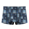 Blue Denim Patchwork Pattern Print Men's Boxer Briefs