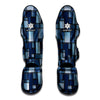 Blue Denim Patchwork Pattern Print Muay Thai Shin Guard