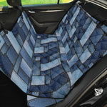 Blue Denim Patchwork Pattern Print Pet Car Back Seat Cover