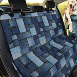 Blue Denim Patchwork Pattern Print Pet Car Back Seat Cover