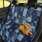 Blue Denim Patchwork Pattern Print Pet Car Back Seat Cover