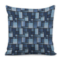 Blue Denim Patchwork Pattern Print Pillow Cover