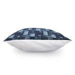 Blue Denim Patchwork Pattern Print Pillow Cover