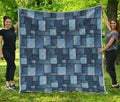 Blue Denim Patchwork Pattern Print Quilt