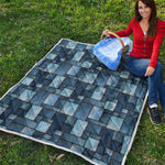 Blue Denim Patchwork Pattern Print Quilt