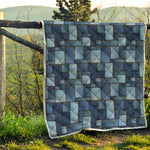 Blue Denim Patchwork Pattern Print Quilt
