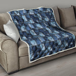 Blue Denim Patchwork Pattern Print Quilt