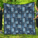 Blue Denim Patchwork Pattern Print Quilt