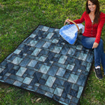 Blue Denim Patchwork Pattern Print Quilt