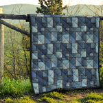 Blue Denim Patchwork Pattern Print Quilt