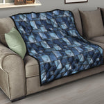 Blue Denim Patchwork Pattern Print Quilt