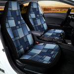 Blue Denim Patchwork Pattern Print Universal Fit Car Seat Covers