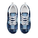 Blue Denim Patchwork Pattern Print White Sneakers