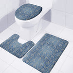 Blue Denim Western Paisley Print 3 Piece Bath Mat Set