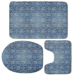 Blue Denim Western Paisley Print 3 Piece Bath Mat Set