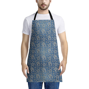 Blue Denim Western Paisley Print Apron