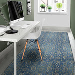 Blue Denim Western Paisley Print Area Rug