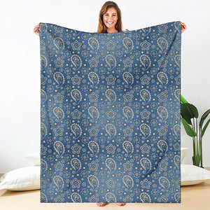 Blue Denim Western Paisley Print Blanket