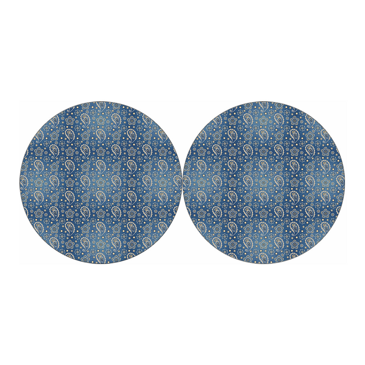 Blue Denim Western Paisley Print Car Coasters